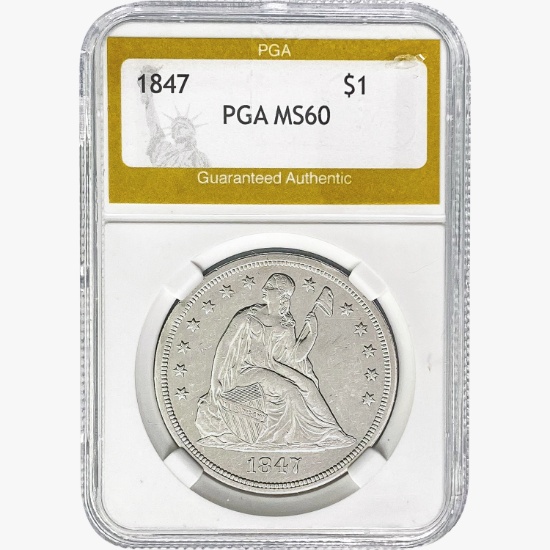 1847 Seated Liberty Dollar PGA MS60