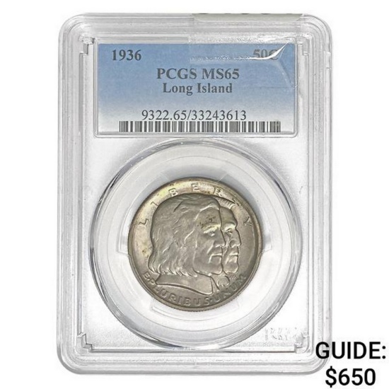 1936 Long Island Half Dollar PCGS MS65