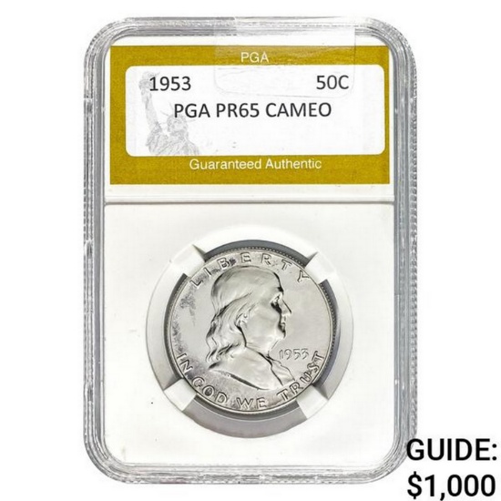 1953 Franklin Half Dollar PGA PR65 CAMEO