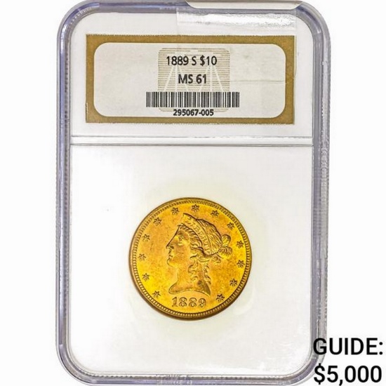 1889-S $10 Gold Eagle NGC MS61
