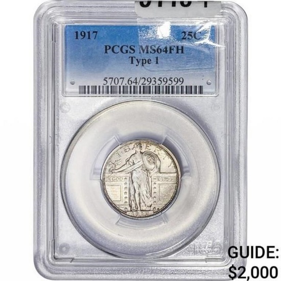 1917 Standing Liberty Quarter PCGS MS64 FH Ty 1