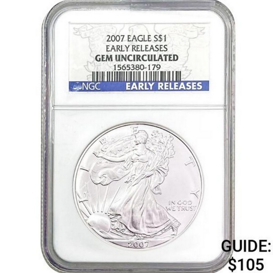 2007 $1 Silver Eagle NGC Gem Unc