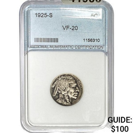 1925-S Buffalo Nickel NGC VF20