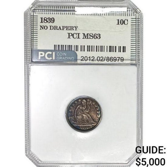 1839 10C No Drapery PCI MS63