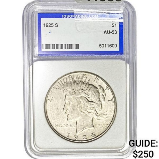 1925-S Peace Dollar IGS AU53