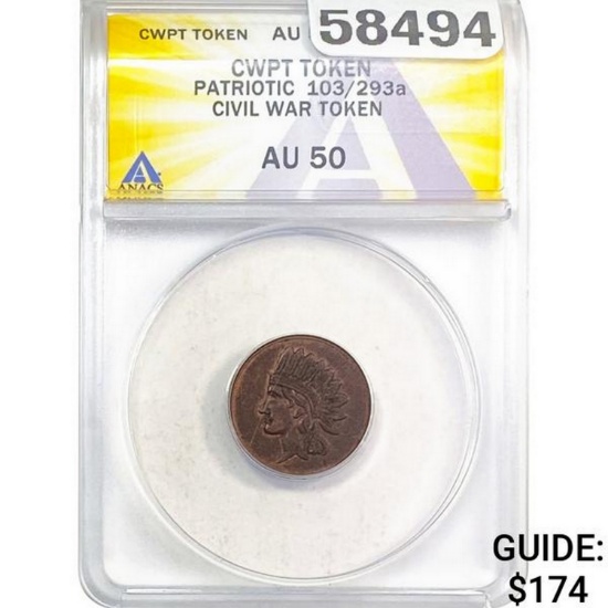 CWPT Token Patriotic 103/293a ANACS AU50