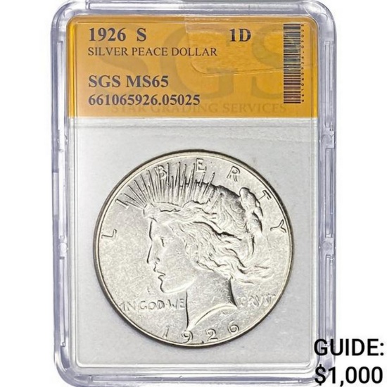 1926-S Peace Dollar SGS MS65