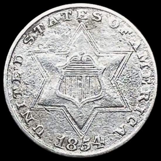 1854 Three-Cent Silver Piece CLOSELY UNCIRCULATED