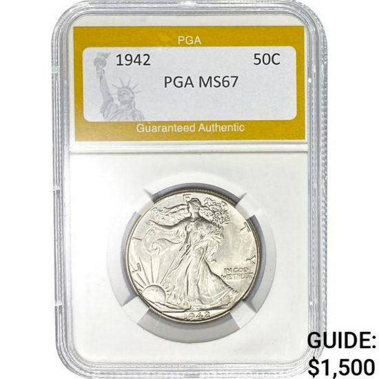 1942 50C Walking Liberty PGA MS67