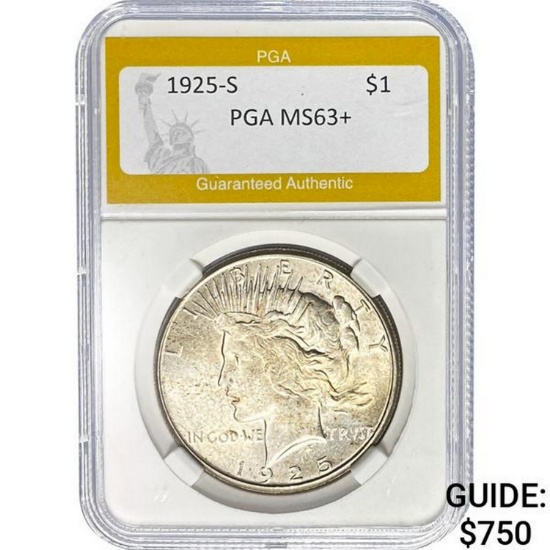 1925-S Peace Dollar PGA MS63+