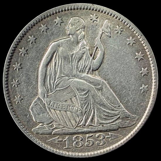 1853 Arrows Seated Liberty Half Dollar CLOSELY UNCIRCULATED