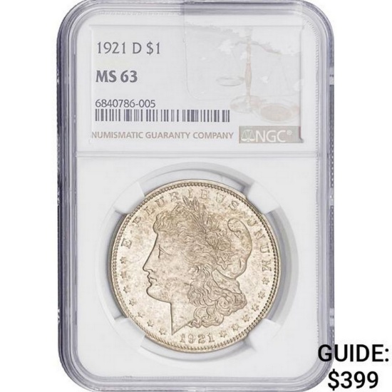 1921-D $1 NGC MS63