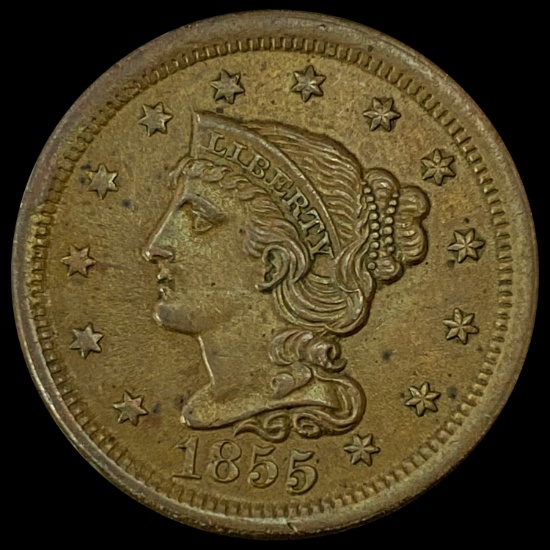 1855 Braided Hair Large Cent CLOSELY UNCIRCULATED