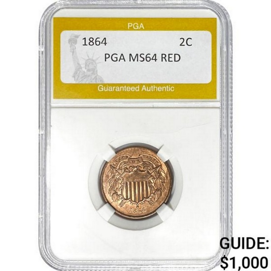 1864 2C PGA MS64 RED