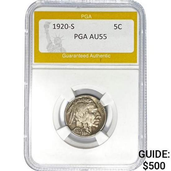 1920-S Buffalo Nickel PGA AU55