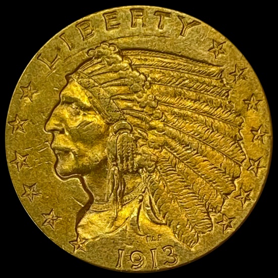1913 Indian Head $2.50 Gold Quarter Eagl CLOSELY UNCIRCULATED