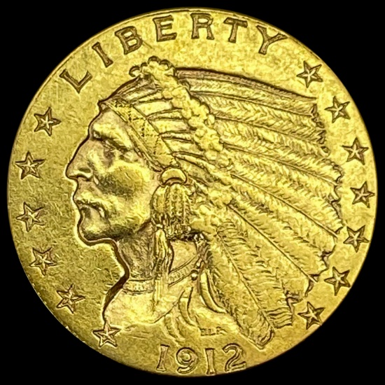 1912 Indian Head $2.50 Gold Quarter Eagl CLOSELY UNCIRCULATED