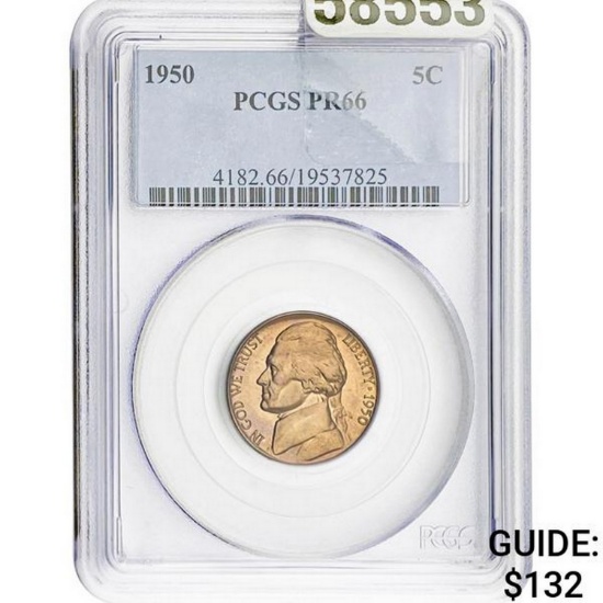 1950 5C Jefferson Nickel PCGS PR66
