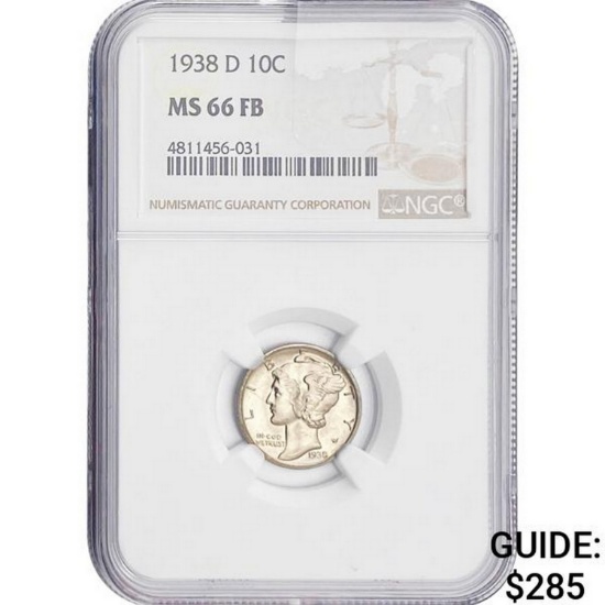 1938-D Mercury Dime NGC MS66 FB