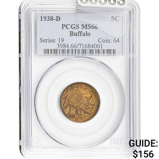 1938-D 5C Buffalo PCGS MS66