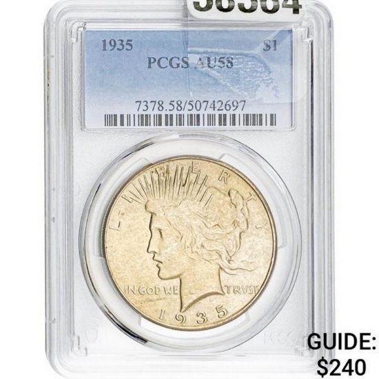 1935 $1 Peace Dollar PCGS AU58