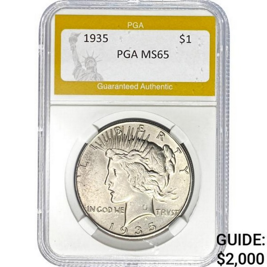 1935 $1 Peace Dollar PGA MS65