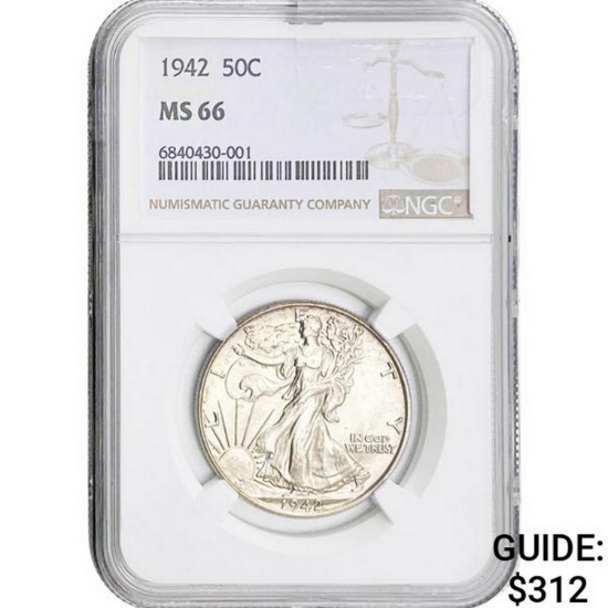 1942 50C NGC MS66
