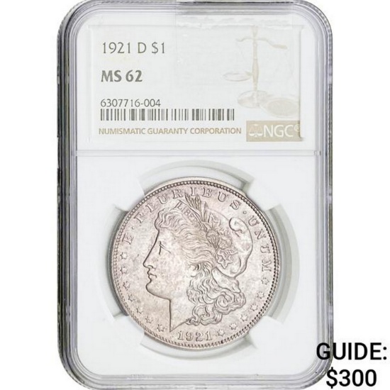 1921-D $1 NGC MS62