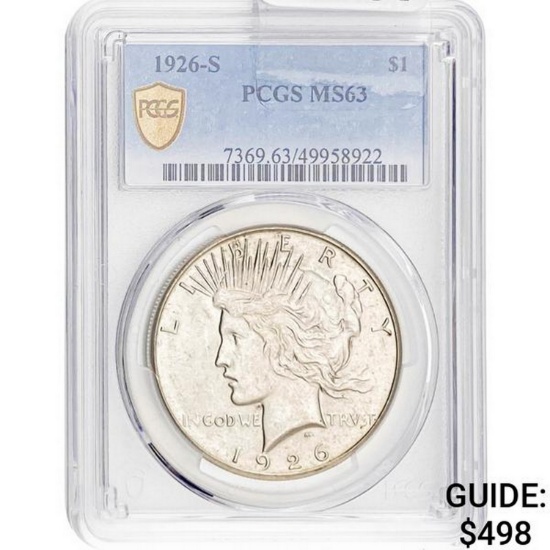 1926-S Peace Dollar PCGS MS63