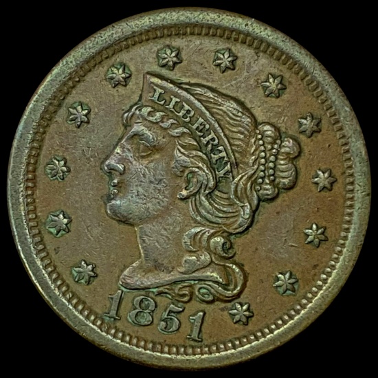 1851 Braided Hair Large Cent CLOSELY UNCIRCULATED