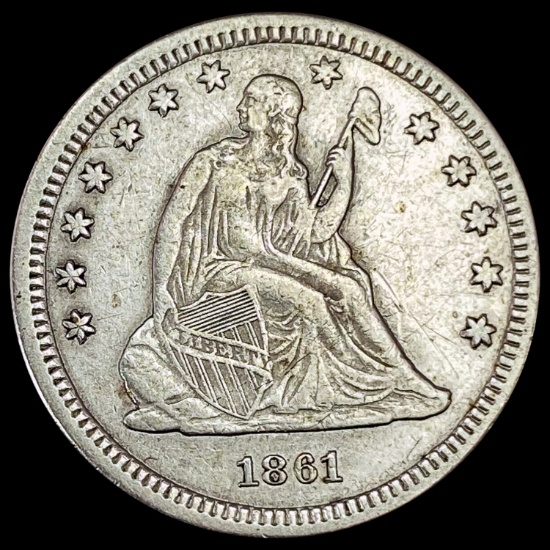 1861 Seated Liberty Quarter LIGHTLY CIRCULATED