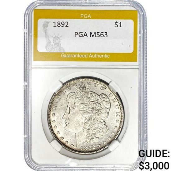 1892 $1 Morgan Dollar PGA MS63