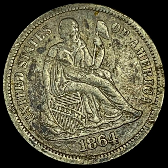 1864-S Seated Liberty Dime NEARLY UNCIRCULATED