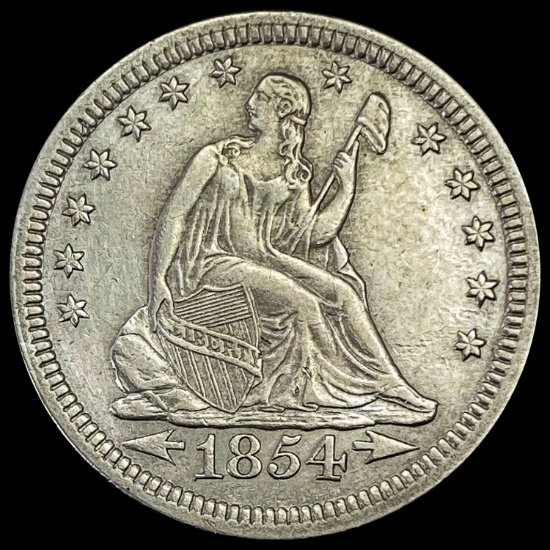 1854 Arrows Seated Liberty Quarter CLOSELY UNCIRCULATED