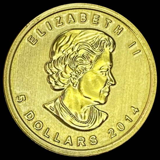 2014 Canada Gold Maple Leaf $5 SUPERB GEM BU