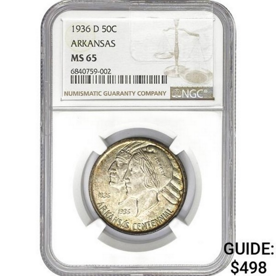 1936-D 50C Arkansas NGC MS65