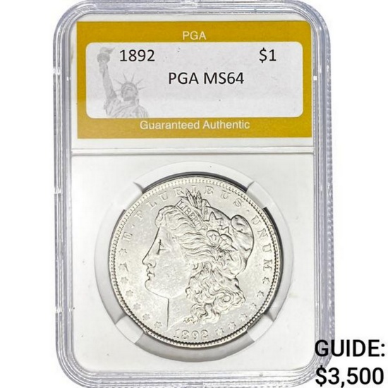 1892 $1 Morgan Dollar PGA MS64