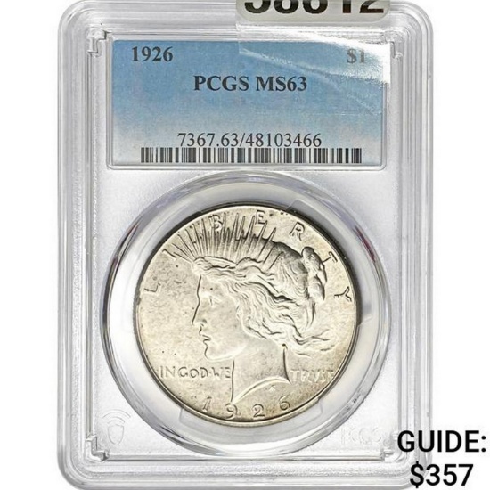 1926 $1 Peace Dollar PCGS MS63