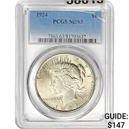 1924 $1 Peace Dollar PCGS MS63