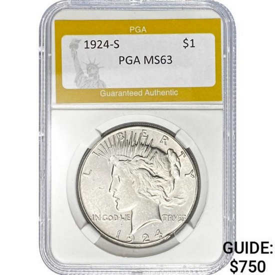 1924-S Peace Dollar PGA MS63