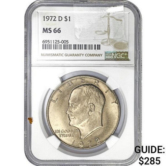 1972-D $1 NGC MS66