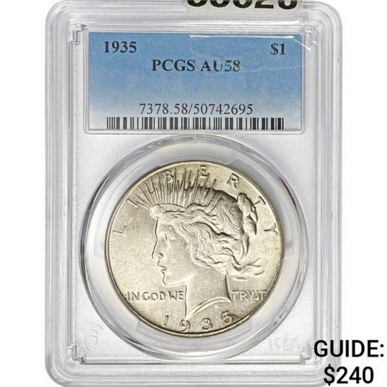 1935 $1 Peace Dollar PCGS AU58