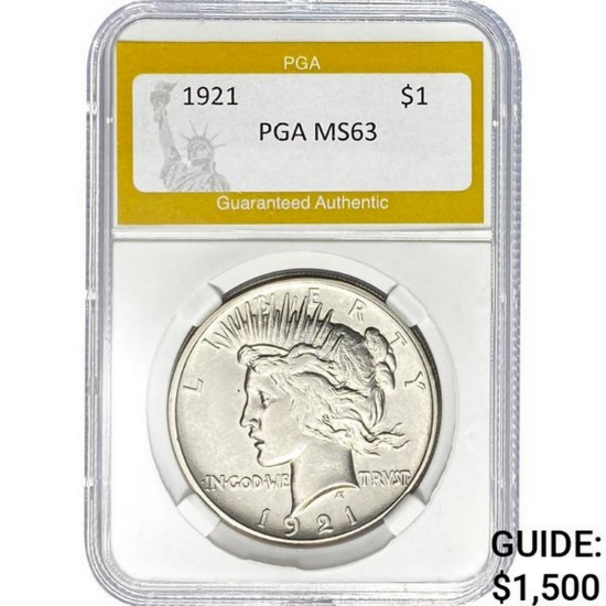 1921 $1 Peace Dollar PGA MS63