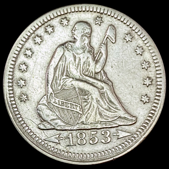 1853 Seated Liberty Quarter Arrows ABOUT UNCIRCULATED