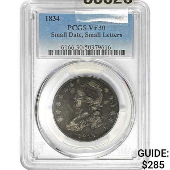 1834 Capped Bust Half Dollar PCGS VF30
