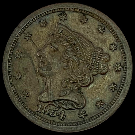 1854 Braided Hair Half Cent CLOSELY UNCIRCULATED