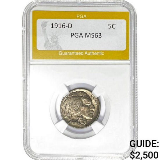 1916-D Buffalo Nickel PGA MS63