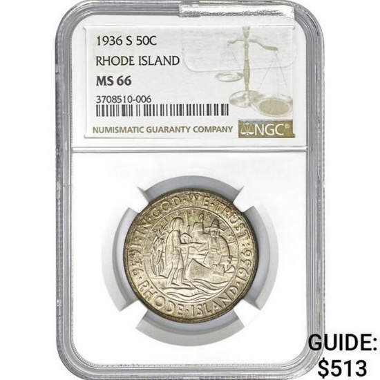 1936-S 50C Rhode Island NGC MS66