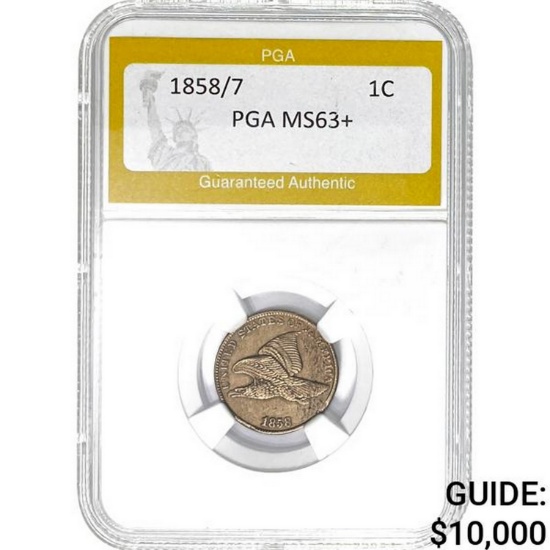 1858/7 1C Flying Eagle Cent PGA MS63+