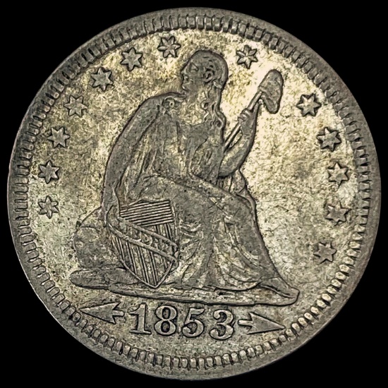 1853 Arrows Seated Liberty Quarter NEARLY UNCIRCULATED